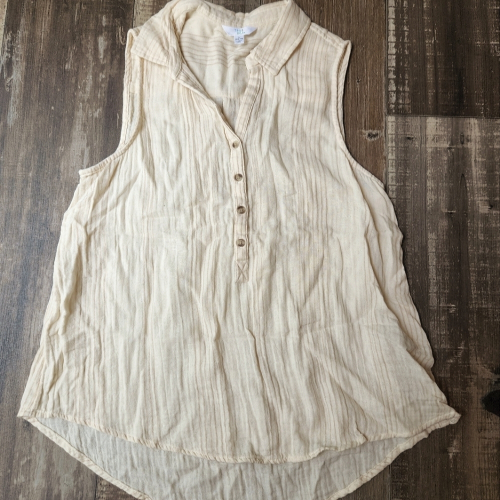 Time and Tru tank beige pinstripe Size Large